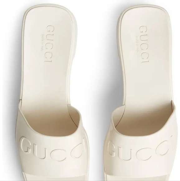 Gucci Rubber Logo Platform Slide Sandal in Mystic White Size 41 - Picture 3 of 13